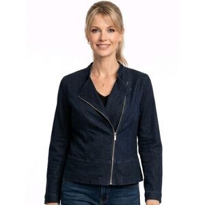 Liz Claiborne Dark Blue Moto Jean Jacket Size MP